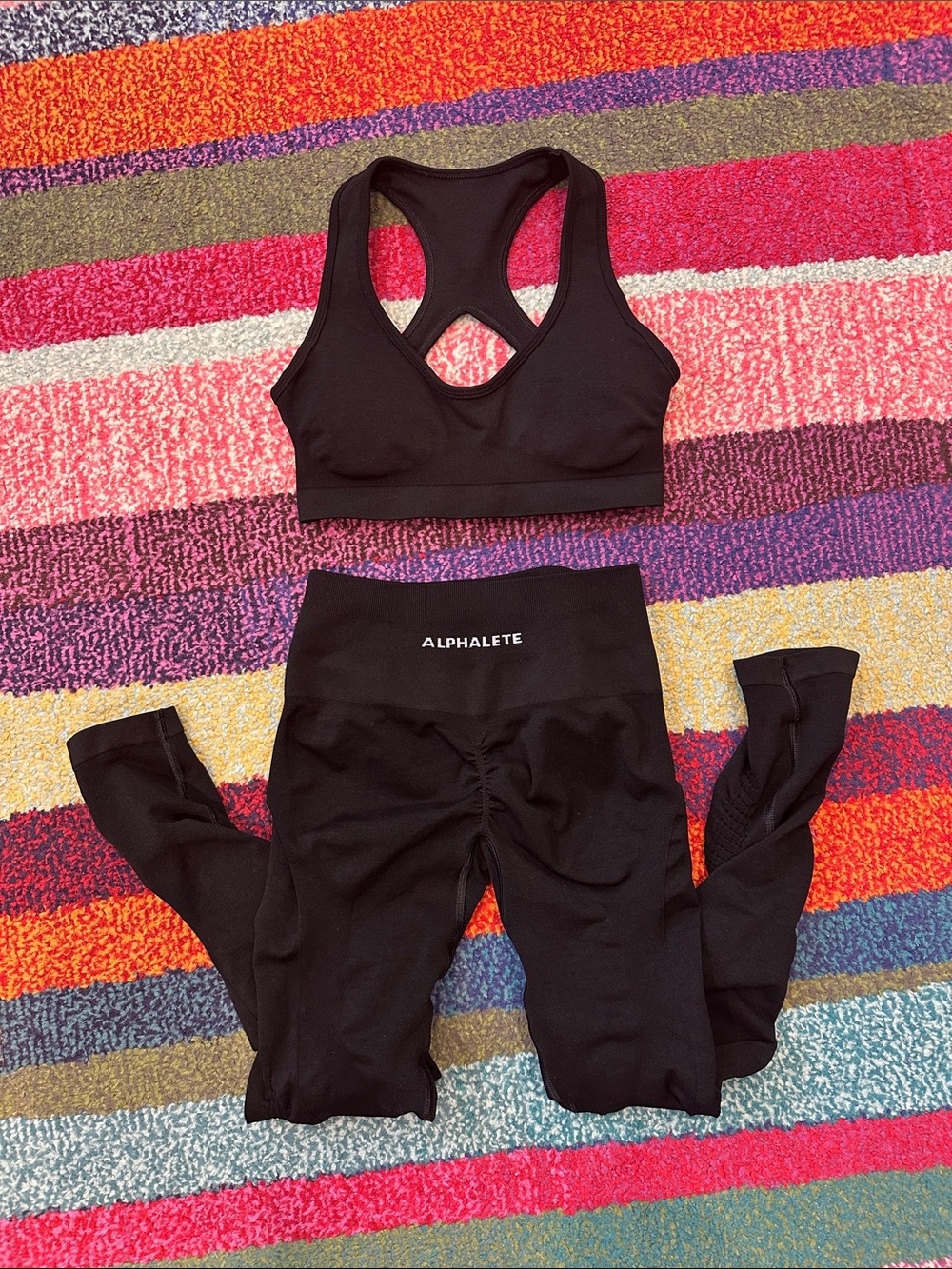 Alphalete Black Seamless Racerback Sports Bra & High-Waist Leggings